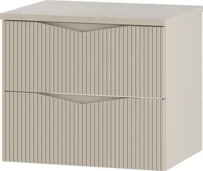 Produktbild von Badezimmer Waschtischunterschrank mit 60 cm Breite in beige mit gerillter Front, 2 Schubladen - CALURI-140