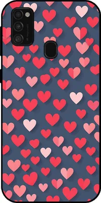 Produktbild von Smartphonica Telefon Fall passt Samsung Galaxy M21 mit rosa und roten Herzen Impressum - TPU Backcover Fall mit rosa und roten Herzen Design