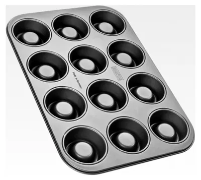 Produktbild von Cupcake-Backblech 12er Set – Antihaftbeschichtung, für Cupcakes, 385x265x30mm, hitzebeständig bis 230°C, Schwarz