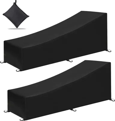 Produktbild von Gartenliege Abdeckung, 2 Stück 200x70x40/75cm Schutzhülle Gartenliege Abdeckhaube Gartenmöbel Sonnenliege, Schwerlast 210D Oxford Gewebe Schutzhülle für Liegestuhl Deckchair