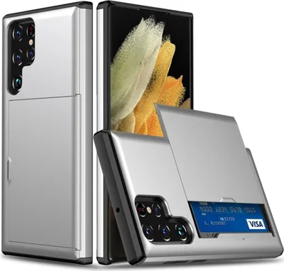 Produktbild von König Design Hülle kompatibel mit Samsung Galaxy S22 Ultra 5G Kunststoff Soft Handyhülle - Handy Case Silber