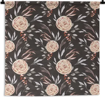 Produktbild von MuchoWow® Wandteppich Wandbehang Rosen - Braun - Muster 150x150 cm Tapisserie Dekoration Wandtuch - Wohnaccessoires - Modernes