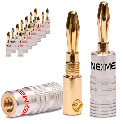 Produktbild von Bananenstecker 4mm vergoldet 16x Stecker NEXMEX Steckverbinder Lautsprecherkabel