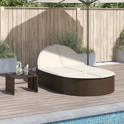 Produktbild von Maison Exclusive - Doppel-Sonnenliege mit Auflagen Braun Poly Rattan
