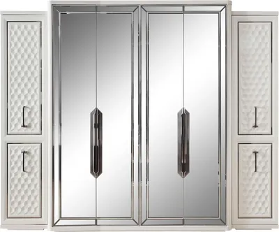 Luxus Art Deco Schlafzimmerschrank Kleiderschrankschrank Weiß Bronze Luxury Art Deco Bedroom Cabinet Wardrobe White Bronze