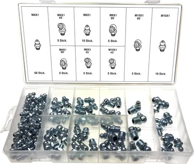 Image de Kit de graisseurs graisseurs coniques M6 M8 M10 droit 45° 90° 110 pcs