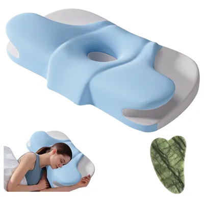 Obrázok produktu pre Ergonomický vankúš na krk, pamäťová pena, proti chrápaniu, na spanie, odnímateľný poťah