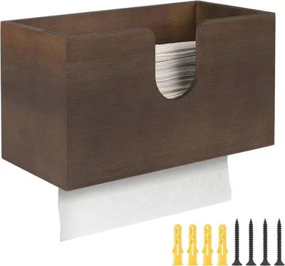 Produktbild von Bambus Papier Handtuchspender - Wandmontage und Standtuchschiene - 27,5 x 15 x 13 cm - Braun