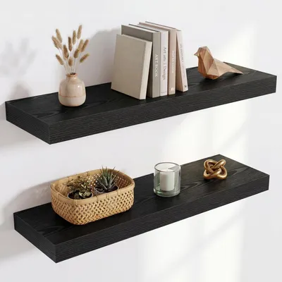 Produktbild von Wandregal Holz 60cm Schwarz 2er-Set
