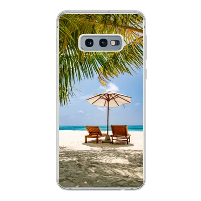 Produktbild von MuchoWow® Handyhülle Schutzhülle Hülle für Samsung Galaxy S10e Strandkorb - Sonnenschirm - Palme Silikon Softcase Handy Hülle - Handy