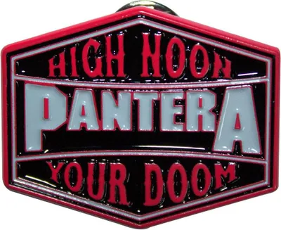 Image de Pantera - Badge "High Noon Your Doom" - Epingle en acier inoxydable RO13900 (Taille unique) (Rouge/Noir/Blanc)