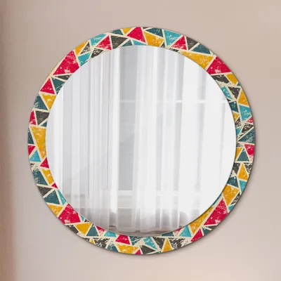 Produktbild von Ø90cm Spiegel - Glasrahmen mit Aufdruck - Wandspiegel Schlafzimmer - retro Komposition