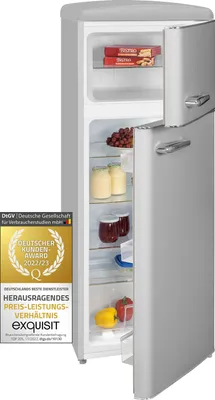 Produktbild von Exquisit Retrokühlschrank RKGC270-45-H-160E grau | Standgerät | 206 l Volumen | grau