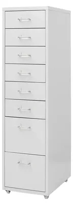 Produktbild von Aktenschrank mit Rollen, Bürocontainer, Schubladenschrank, Büroschrank, Metallschrank, Grau, 28x41x109cm