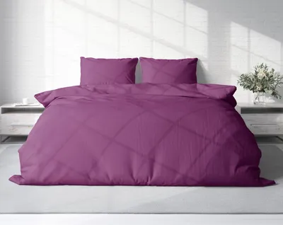 Produktbild von 3 tlg Bettwäsche-Set 200x200 cm Uni lila Doppelbett Bettbezug Renforcé Baumwolle