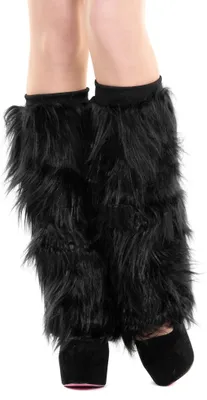 Produktbild von Schwarze Legwarmer Fellstulpen - Halloween Kostüm