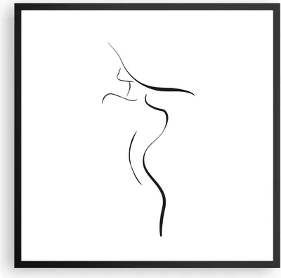 Produktbild von Gerahmtes Poster - Schwarzer Rahmen - Minimalismus Frau Hut - 60x60 cm - Wand Bild - Wanddeko - Wandbilder - Kunstposter - Wandposter - Bilderrahmen - Bilder - Kunstdruck - P2BAC60x60-4908