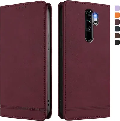 Obrázek produktu pro Pouzdro pro Xiaomi Redmi Note 8 Pro, retroPolyuretankožené flip pouzdro s stojánkem a přihrádkami na karty Červený