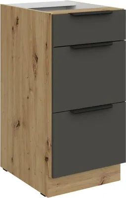 Produktbild von Küchenschrank mit Schubladen LUNARA – Breite 40 cm, Graphit/Eiche (Artisan).