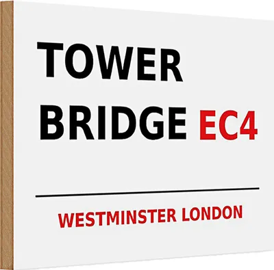 Produktbild von Holzschild London 30x20cm Westminster Tower Bridge EC4