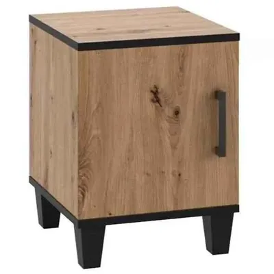 Produktbild von Nachttisch P14 40x52x40 cm, Nachtschrank mit Tür & Holzbeine, Eiche Artisan, Loft Stil