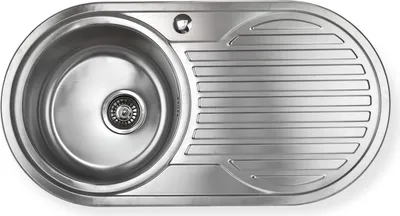Produktbild von Edelstahl Spüle "Calypso XR" rundes Einbauspülbecken mit rechtsseitiger Abtropffläche