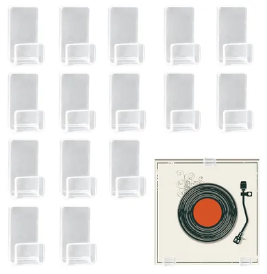 Produktbild von TRANKIELO® – Wandhalterung für Schallplatten – Set mit 15 Rahmen – Transparentes Acryl – Keine Bohrlöcher erforderlich – Geeignet für 5 Schallplatten