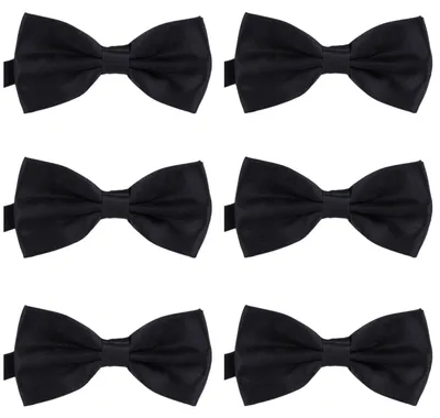 Produktbild von 6er Set DonDon Herren Fliege 12 x 6 cm gebunden und längenverstellbar schwarz