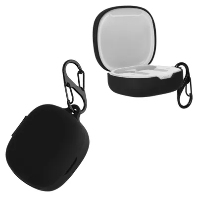 Produktbild von kwmobile Schutzhülle für JBL Wave Flex / Wave Flex 2 Hülle - TPU Silikon Case für Kopfhörer Ladecase - stoßfestes Cover mit Karabiner - Schwarz