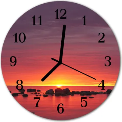 Produktbild von Glasuhr Wanduhr Küchenuhr Echt-Glas 30fi cm Sonnenuntergang rosa