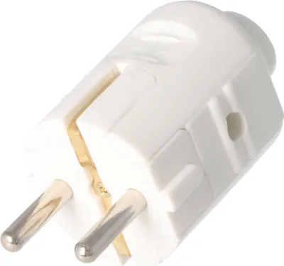 Produktbild von Schukostecker weiß, Schutzkontaktstecker weiss, Schuko-Stecker mit Zugentlastung IP44 16A 250V, mit doppeltem Schutzkontakt