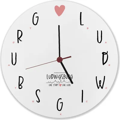 Produktbild von Ludwigsburg Wanduhr aus MDF mit Spruch Eine Stadt - Eine Liebe