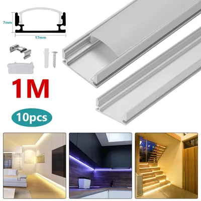 Obrázek produktu pro LED hliníkový profil, rozměr 10 x 1 metr. Hliníková lišta pro LED pásky. Dostupné modely: U-profil (10 metrů)