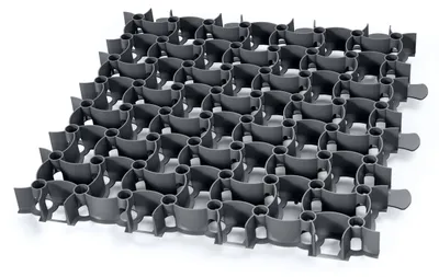 Produktbild von Garronda Rasengitter befahrbar 1 Stück (0,25 m²) 50x50x4 cm Kunststoff Parkplatzgitter zur Bodenbefestigung Kiesstabilisierung Drainage Stecksystem GD-0224 Schwarz