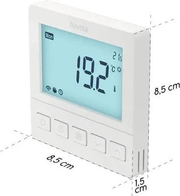 Produktbild von Hama 00176629, Digitales Thermostat, Room, Weiß, 5 - 35 °C, °C, LCD