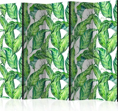 Produktbild von Akusticher Raumteiler Blätter Foto Paravent 225x172 cm beidseitig auf Vlies-Leinwand bedruckt Akustikschaum Trennwand Spanische Wand Sichtschutz Home Office Botanik Dschungel b-C-0262-z-c