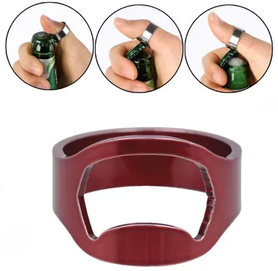 Produktbild von Ring mit Flaschenöffner - Bierflaschenöffnerring - Rot - Flaschenöffner mit Ring - Metall - Geschenk - CHPN