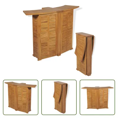 Image de The Living Store Table de bar pliante 155x53x105 cm Teck massif
