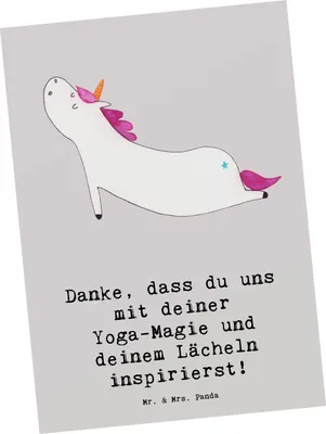 Produktbild von Mr. & Mrs. Panda Postkarte Yoga Trainerin Inspiration - Grau Pastell - Geschenk, Ansichtskarte, Danksagung, Yoga-Magie, Sportarten, Grußkarte, Sportart, Hingabe