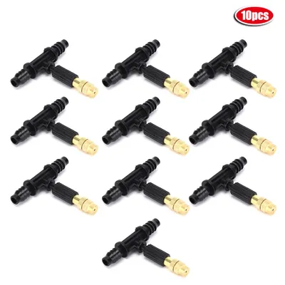 Immagine prodotto di 10 pezzi Ugello per acqua di nebulizzazione con raccordo a T Accessori di raffreddamento per irrigazione giardino per tubo 8/12