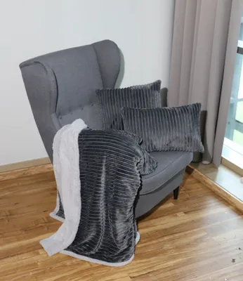 Produktbild von Kuscheldecke 200x150cm Wendedecke Wohndecke Tagesdecke Sofadecke Bettüberwurf, Farbe:grau