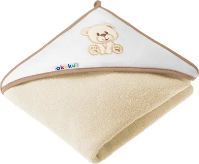 Produktbild von Kapuzenhandtuch, Babyhandtuch, Baby Handtuch mit Kapuze, Badeponcho Kinder Poncho aus Frottee - Teddybär ecru
