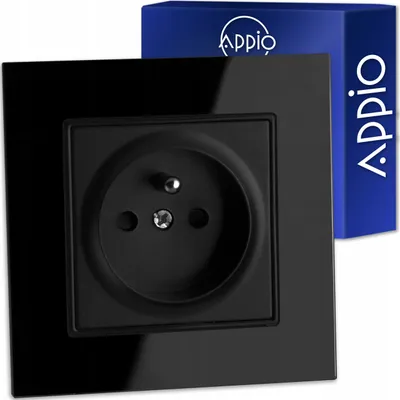 Produktbild von Appio Schwarzes Glas Einzelsteckdose mit Schutzkontakt