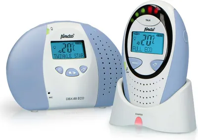Obrázek produktu pro Alecto DBX-88 ECO - DECT chůvička s plně úsporným režimem a displejem, bílá/modrá