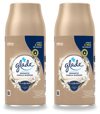 Imagen del producto de 2 unidades de recambio para ambientador automático Glade, aroma Romantic Vainilla, 269 ml. Paquete económico