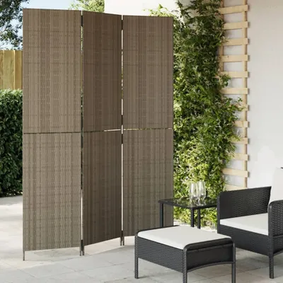 Produktbild von Paravent 3-tlg. Grau Poly Rattan 365358
