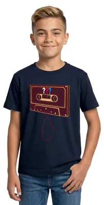 Produktbild von Spreadshirt Die Drei Fragezeichen Kassette Teenager T-Shirt, 134/146 (9-11 Jahre), Navy