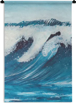 Produktbild von MuchoWow® Wandteppich Wandbehang Meer - Golf - Aquarell 60x90 cm Tapisserie Dekoration Wandtuch - Foto-Teppich - Abwaschbar