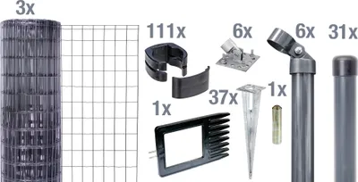Image de Alberts 669362 Fix-Clip Pro comme set complet de clôture, à bétonner, vert, hauteur 102 cm, longueur 75 m