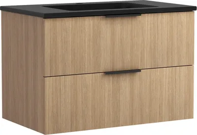 Produktbild von Waschtischkombination - B 80 cm - 2 Schubladen - Tiara Eiche Nachbildung - inkl. Mineralgussbecken